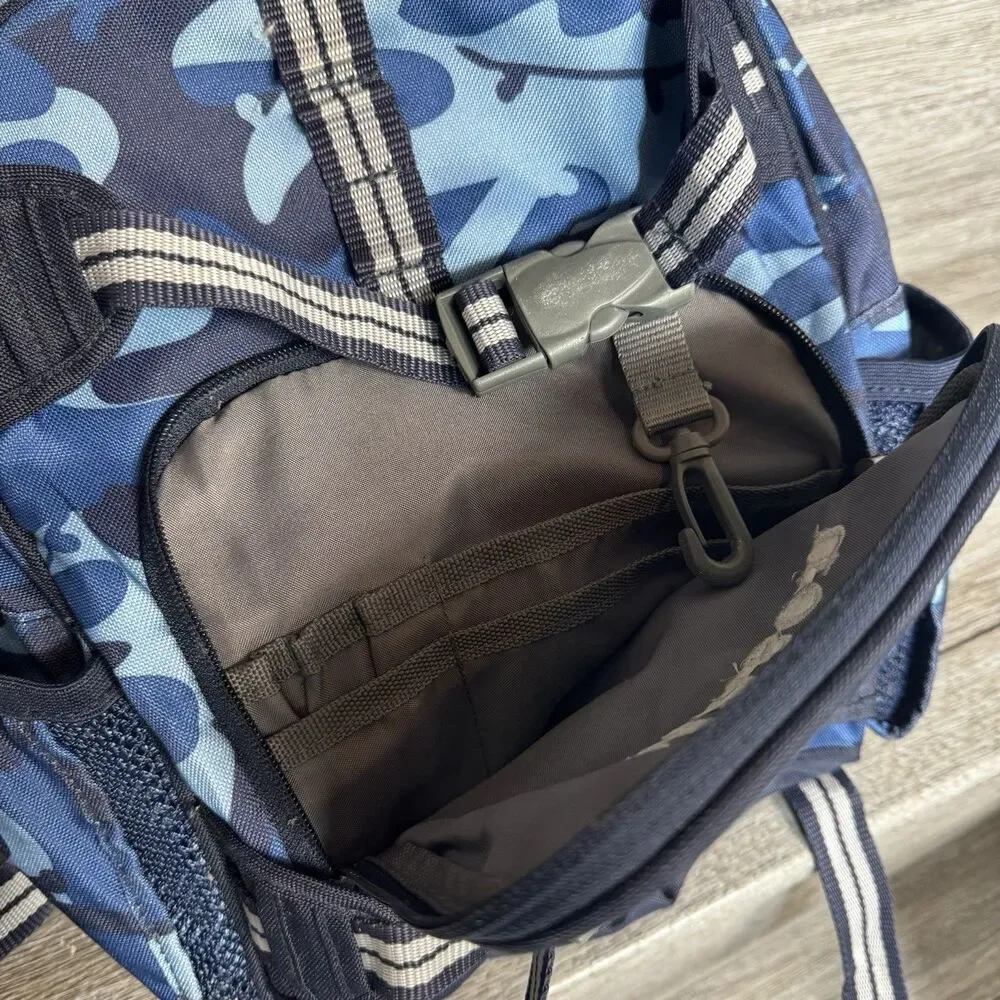 Pottery Barn Kids Mackenzie Navy Blue Skateboard Camo Backpack Small Embroidered